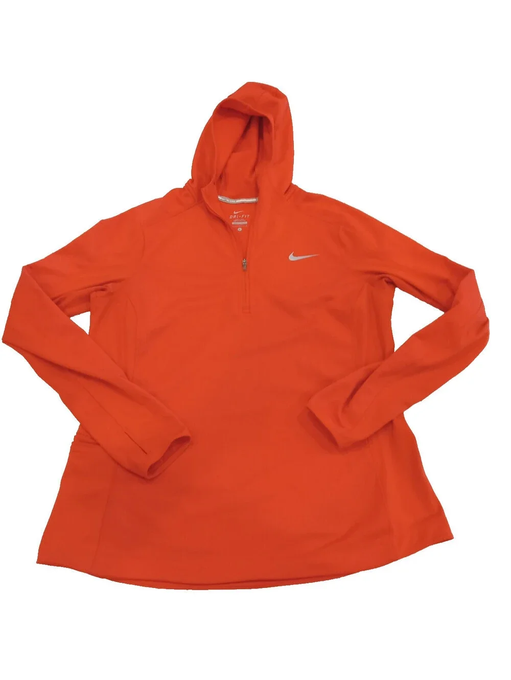 Nike Dri-FIT Running Hoodie Womens Large Orange 1/2 Zip Sweatshirt Pullover L